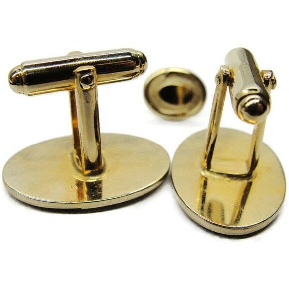 Anson Classic Oval Gold Tone Cufflinks & Tie Tack Set Tux Shirt Dress Suit Vtg - Picture 7 of 8